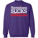 Socialism Sucks and Biden Blows Funny  Crewneck Pullover Sweatshirt