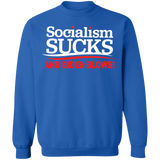 Socialism Sucks and Biden Blows Funny  Crewneck Pullover Sweatshirt