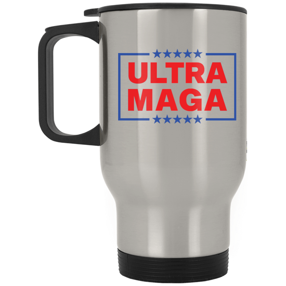 ULTRA MAGA Trump Supporters - Silver Stainless Travel Mug