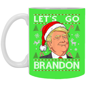 Trump Lets Go Brandon Christmas  White Mug