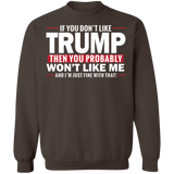 If You Don't Like Trump then You Won't Like Me  Crewneck Pullover Sweatshirt