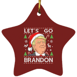 Trump Lets Go Brandon Christmas  Star Ornament