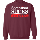 Socialism Sucks and Biden Blows Funny  Crewneck Pullover Sweatshirt