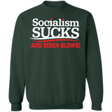 Socialism Sucks and Biden Blows Funny  Crewneck Pullover Sweatshirt