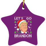 Trump Lets Go Brandon Christmas  Star Ornament