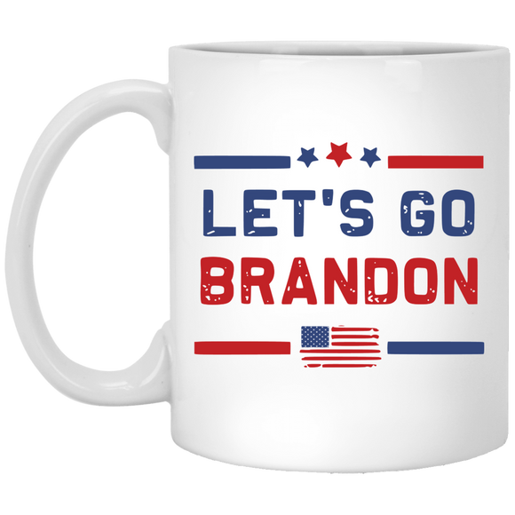 Let's Go Brandon USA Flag  White Mug