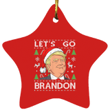 Trump Lets Go Brandon Christmas  Star Ornament