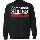 Socialism Sucks and Biden Blows Funny  Crewneck Pullover Sweatshirt