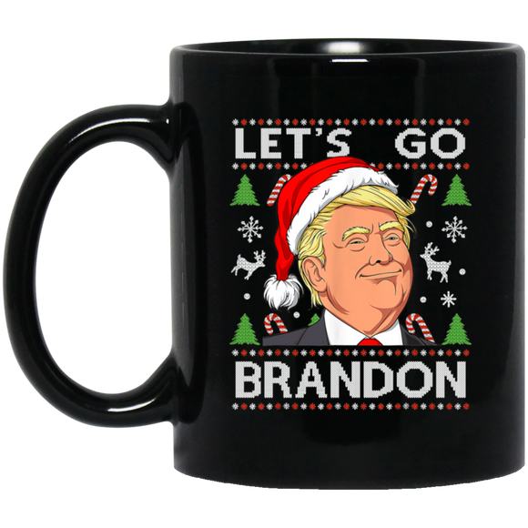 Trump Lets Go Brandon Christmas  Black Mug