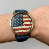 Patriotic American Watch with Blue Band