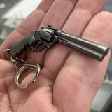 Old Fashioned Revolver Shaped Metal Key Chain & Zipper Pull